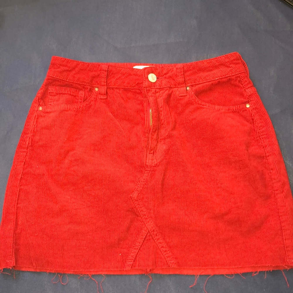 Red Corduroy Skirt